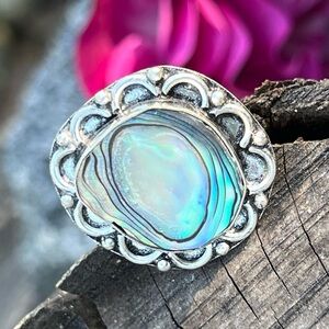 Abalone Shell Sterling Silver Handmade Ring – Size 6.5, Like New Condition